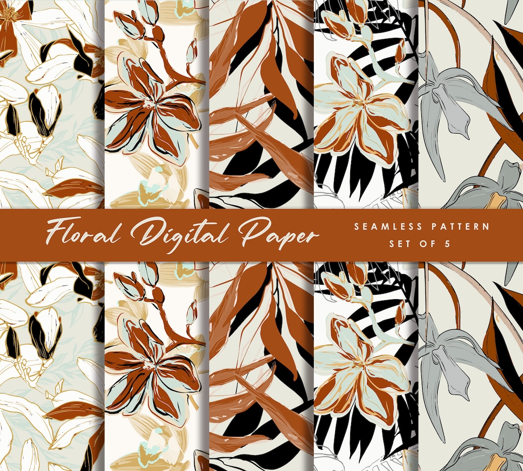 Foral Paper Pattern Seamless Floral Pattern Digital Paper: Vintage Spring Flowers (JPG ...