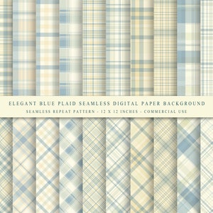 Spring Blue Nursery Baby Plaid Digital Paper, Summer Printable Invitation Card Background, cute digital pattern, kids Fabric Print  - 20