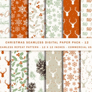 Christmas Seamless Paper: Holiday Digital Scrapbook Patterns (Digital Download)