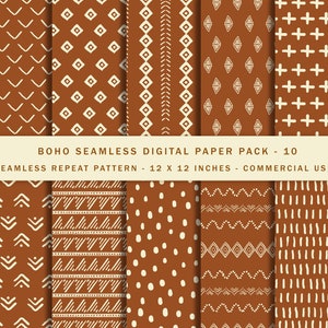 Neutral Boho Digital Paper Pack: Tribal Seamless Patterns (instant ...