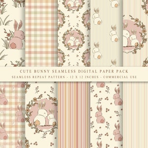 Papel digital de Pascua, patrón sin costuras, patrón de conejito, fondos de Pascua, papel digital para uso comercial, estilo boho de Pascua, feliz Pascua - 10