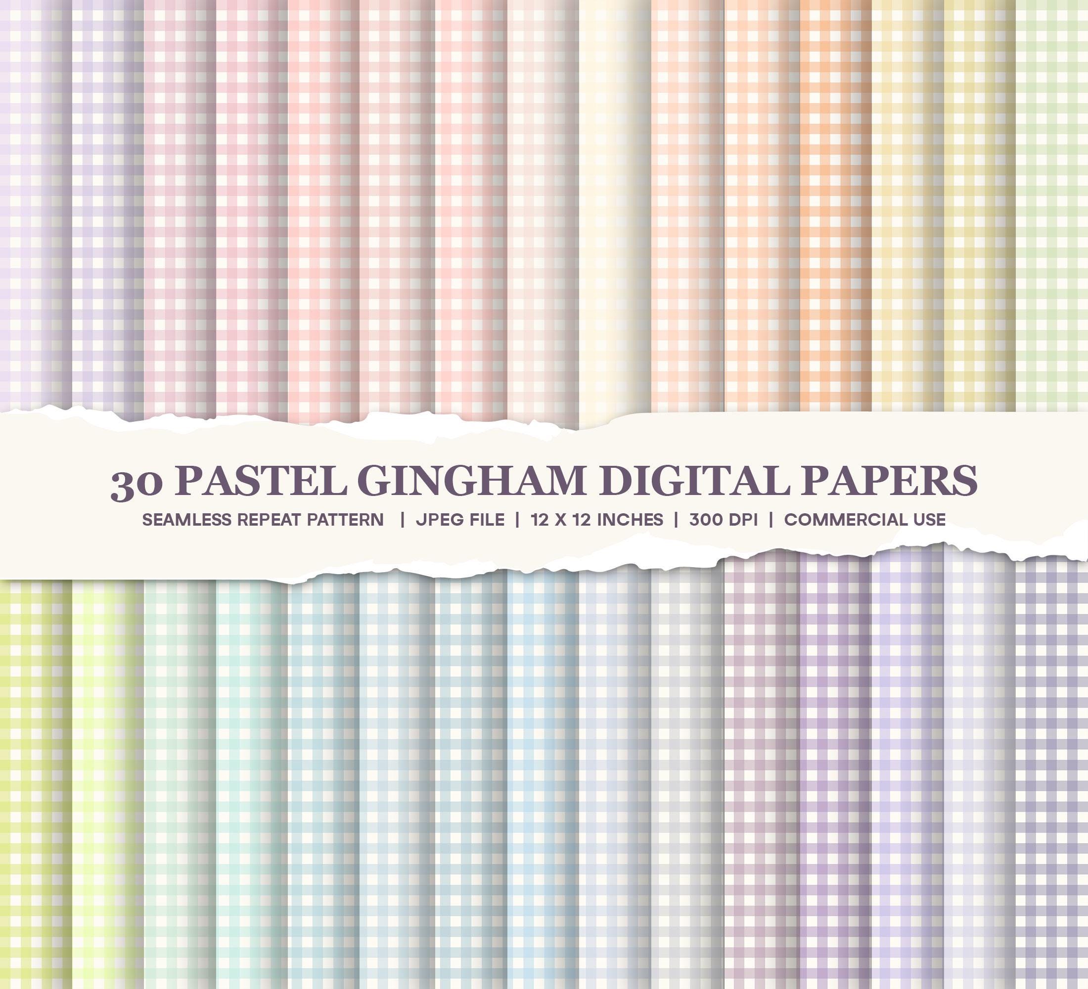 Retro Valentine Gingham Digital Paper Pack: Pastel Gingham Seamless ...