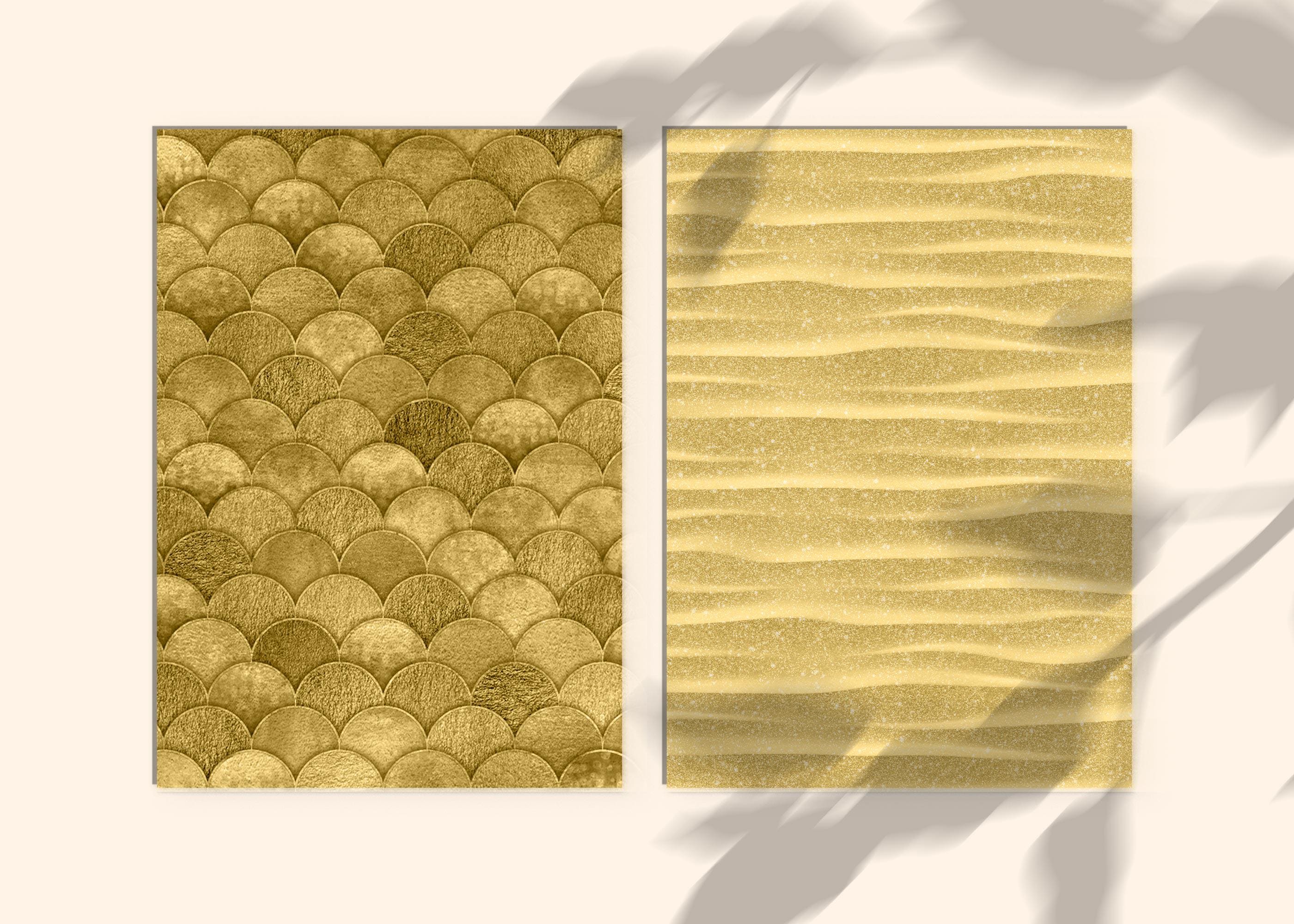 Gold Textures Digital Paper Pack, Glitter Foil Metallic Seamless ...