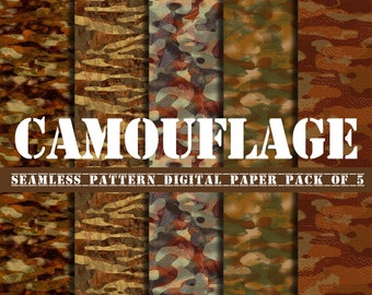 Seamless Camouflage Digital Paper Pack, Repeat Pattern, Army Camo Design, pattern paper, seamless file,  scrapbook paper digital - 5