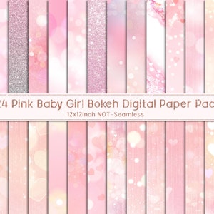 Roze babymeisje ombre digitaal papier prinses koningin glitter: direct downloaden. Roze tie-dye bokeh confettipatroon babymeisje