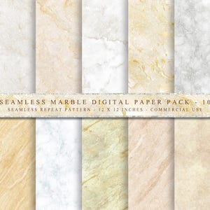 Seamless Marble Digital Paper, Marble Stone Texture, Scrapbook Paper Junk Journal Paper, Tumbler Wraps, Home Decor Printable - Set of 10