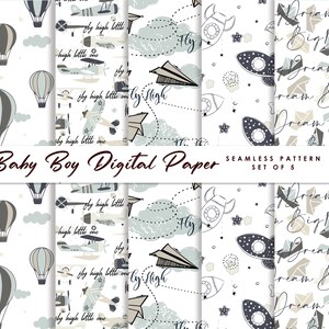 Baby Boy digital paper Pack, new baby, cute digital paper, birthday paper, Commercial Use, nursery prints, Blue Digital Paper, Baby shower 5