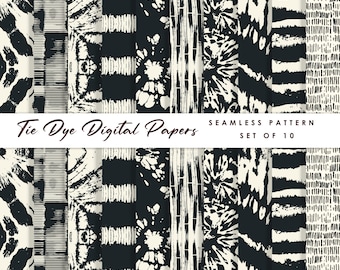 Paquete de papel digital Tie Dye: Patrones batik sin costuras (10 unidades)