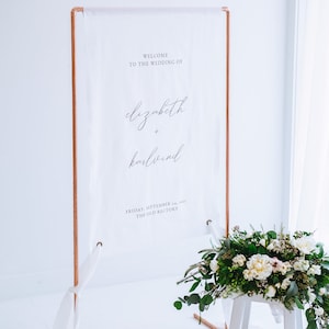 Minimalist Wedding Welcome Sign, Linen Wedding Sign, Copper Wedding Sign, Welcome Sign, Save The Date, Wedding Welcome Sign, Outdoor Wedding