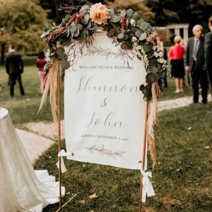 Wedding Fabric Welcome Sign, Modern Wedding Welcome Sign, Fabric Sign, Custom Linen Wedding Signs, Wedding Welcome Signs