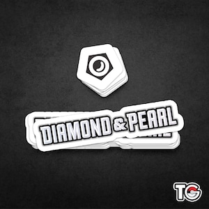 May include: A stack of white stickers with the text "DIAMOND & PEARL" in black and gray lettering. A smaller white sticker with a black and gray eye symbol is also included.