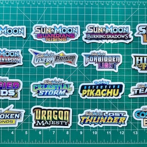 Conjunto de adesivos e etiquetas para fichário Pokémon Sol e Lua