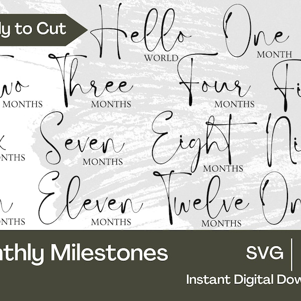 Baby Monthly Milestone Sign SVG and PNG | Milestone Disc Template | Cricut and Silhouette | Digital Cut File