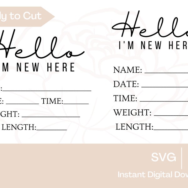 Hello Birth Announcement SVG/PNG | Baby Announcement | Welcome to the world | Digital Cut out | Cricut and Silhouette | Laser Engrave