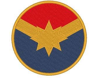Captain Marvel Burst Logo 3/" Wide Embroidered Iron on Patch Set of 3