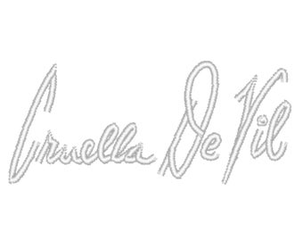 Cruella De Vil - Diseño de autógrafos para bordado a máquina