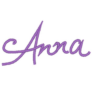 May include: A cursive script font spelling the name "Anna" in a light purple color.