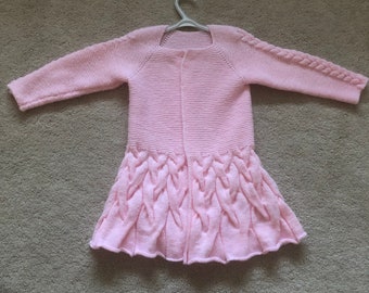 kids hand knit cardigan; handmade sweater; girl sweater