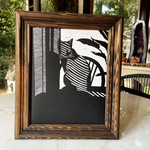 Cat of Dawn | Original Linocut Print, 8&quot;x10&quot; Wall Art