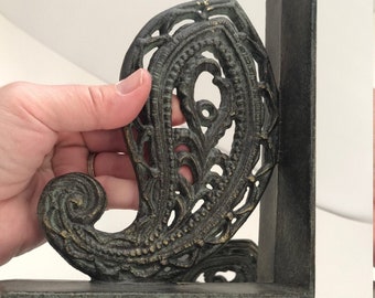 Cast Iron Bookends. Solid Metal Design Book Holders.