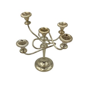 Silver Plated Candelabra Holds Five Candles