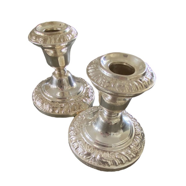 Silver Plated Candlestick Holders. Pair of Vintage Candel Holders.