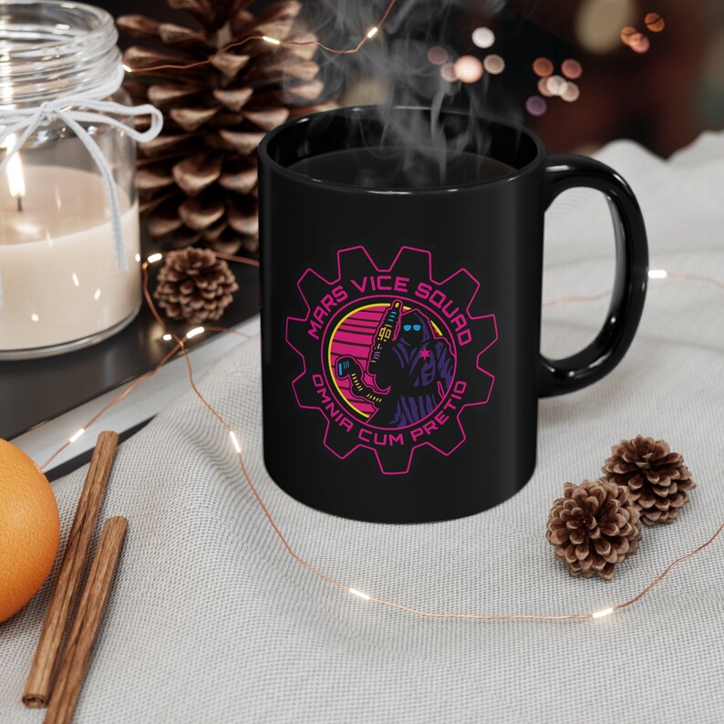 Mars Vice Squad Mug Wargaming SciFi Coffee Mug War Gaming Gift Synth Retro Wave Tabletop Gamers Tech Priest Mechanicus Graphic Miniatures image 3