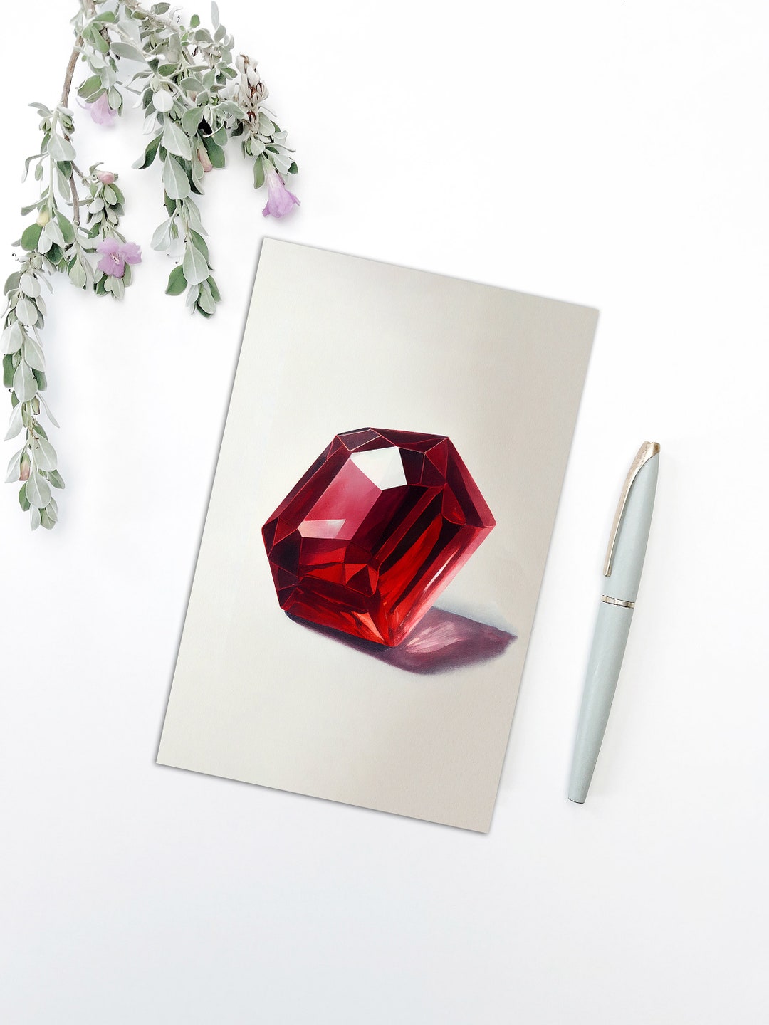 Printable Birthday Card Garnet January No Text Birthstone Gemstone Print Downloadable Greeting ...