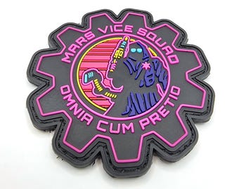 Mars Vice Squad PVC Morale Patch For Backpacks Wargaming Gift Science Fiction Hook and Loop Patch Wargame SciFi Synth Retro Wave Tech Priest