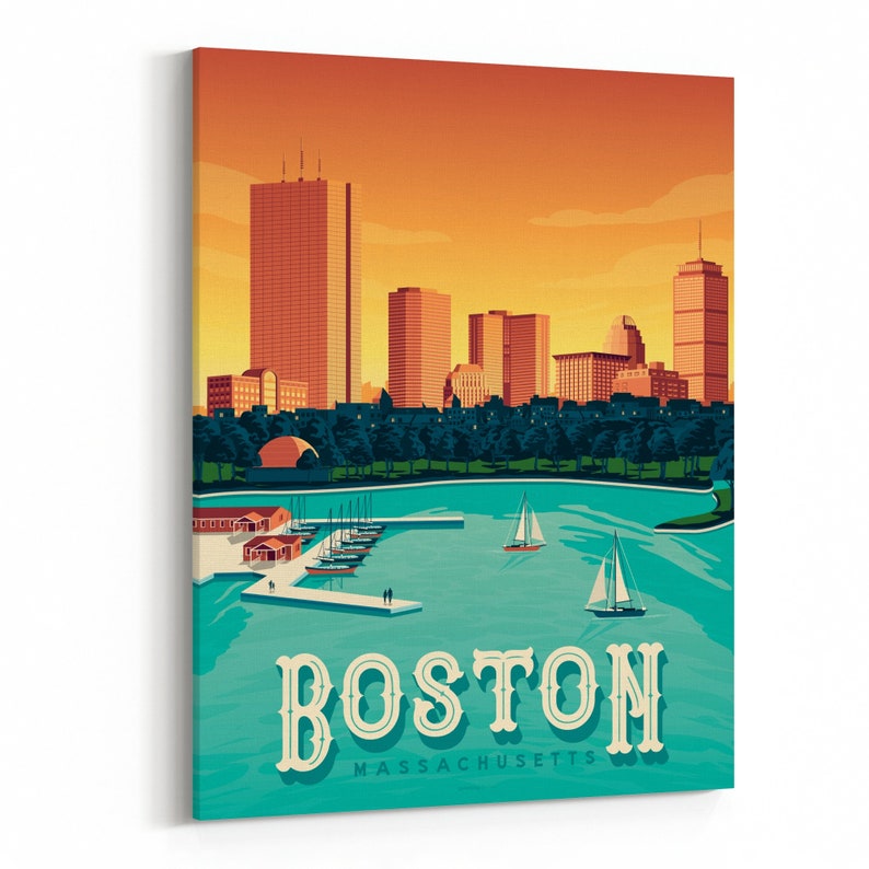 Boston Print Boston Wall Art Boston Poster Massachusetts Etsy