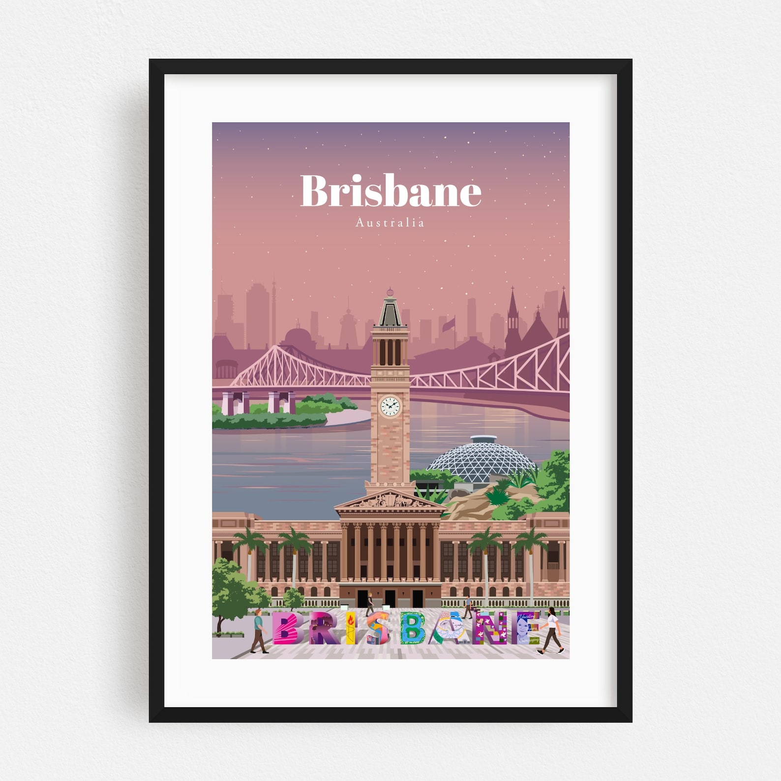 Brisbane Print Brisbane Wall Art Brisbane Poster Australia Etsy