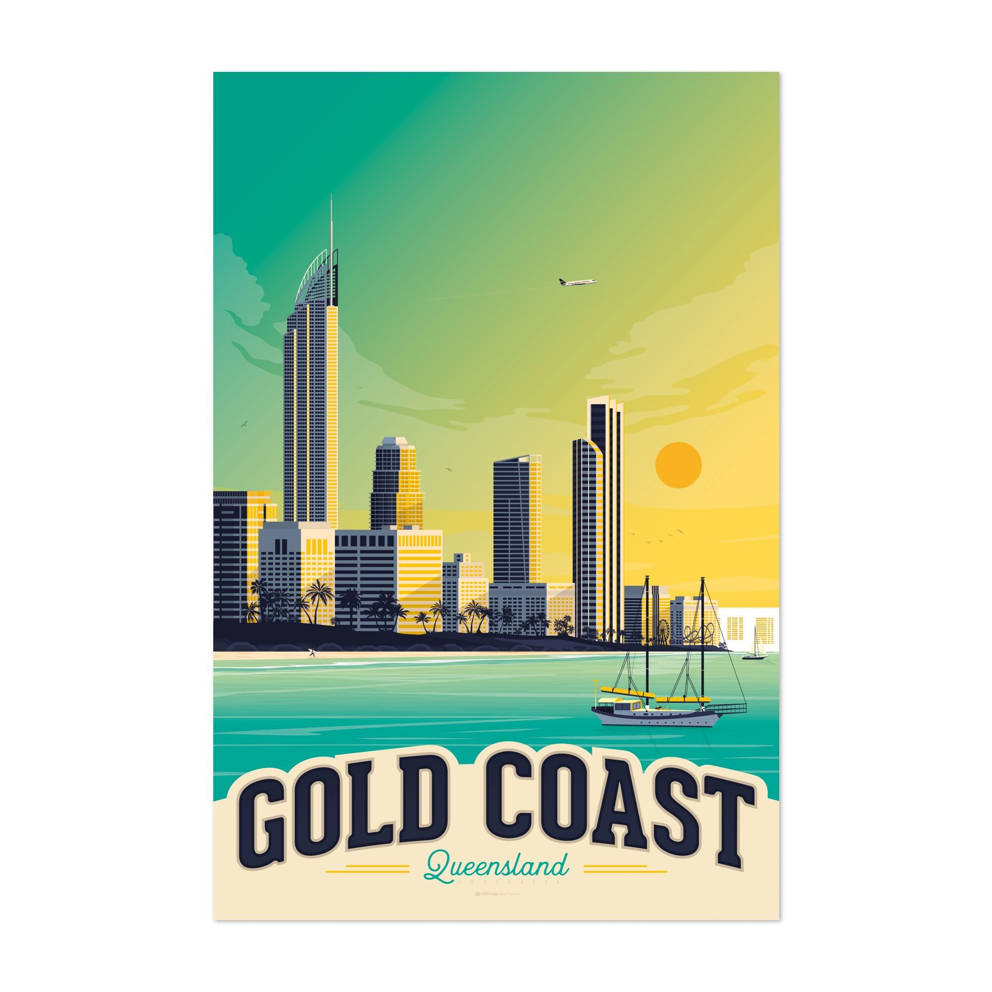 Gold Coast Print Gold Coast Wall Art Gold Coast Poster Etsy