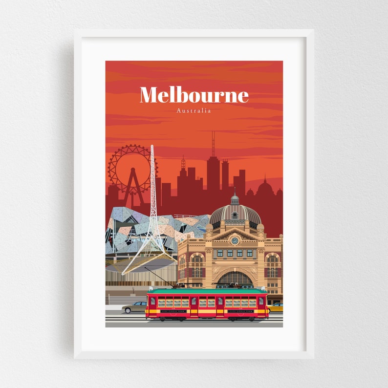 Melbourne Print Melbourne Wall Art Melbourne Poster Etsy