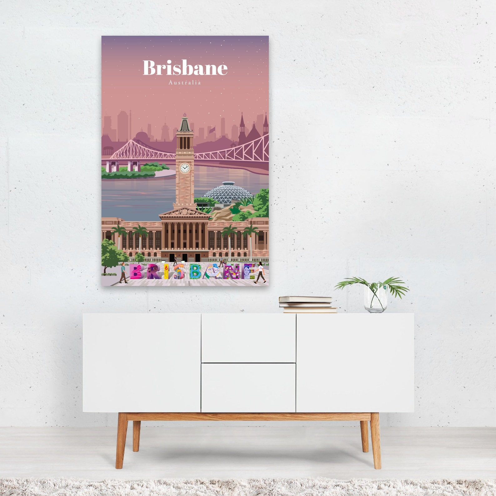 Brisbane Print Brisbane Wall Art Brisbane Poster Australia Etsy