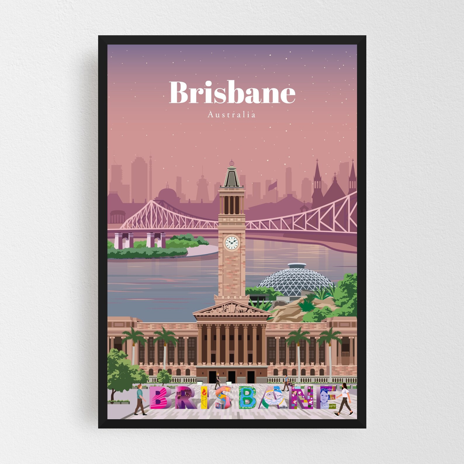 Brisbane Print Brisbane Wall Art Brisbane Poster Australia Etsy