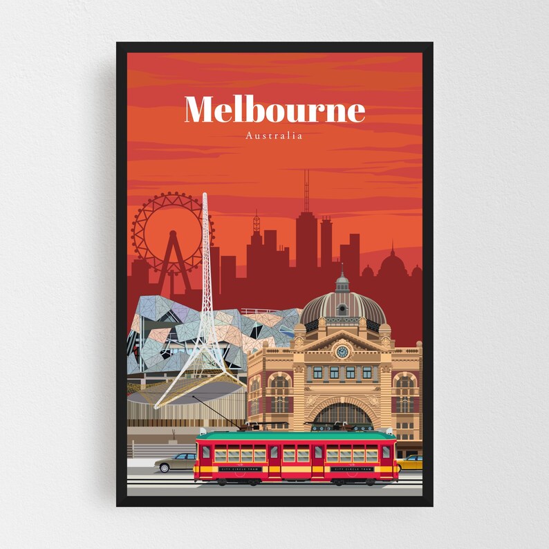 Melbourne Print Melbourne Wall Art Melbourne Poster Etsy