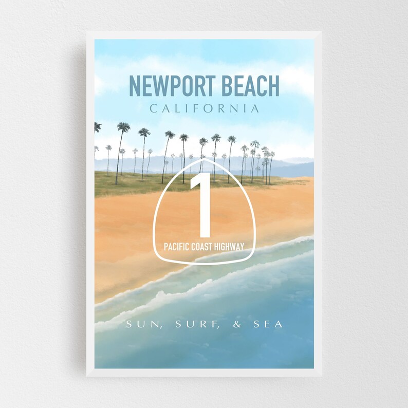 Newport Beach Print Newport Beach Poster California Print Etsy
