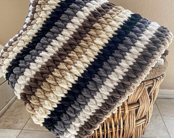 Multi-Nuetral Hand Crocheted Blanket