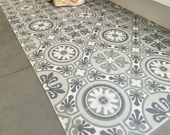 BEVERE - Tapis en PVC - antidérapant - Pour la protection des sols - Design des carreaux de ciment. - largeur 50 - 62 - 75cm