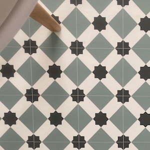 POSTEL - Vinyl Keukenloper PVC tapijt. anti-slip. Voor bescherming van vloeren. Cementtegel ontwerp. - breedte 50 - 66cm