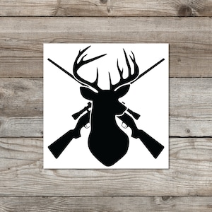 Deer Head Hunting Rifles Decal: Car, Tumbler, Laptop Sticker