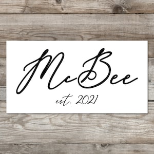 Last Name Decals, Family Established Decal, Wedding Decor Decal, DIY Sign Sticker