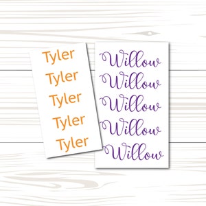 Back to School Name Decals, Labels For School, Daycare Name Stickers, Vinyl Name Stickers, Name Decal Sheet, Custom Sticker Name