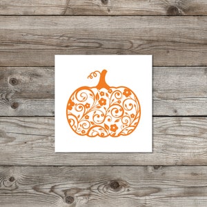 Floral Pumpkin Vinyl Decal: Fall Decor, Car, Tumbler, Laptop