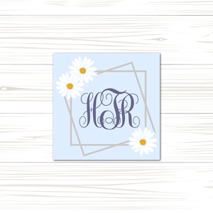 Daisy Frame Monogram Decal, Custom Monogram Decal, Daisy Frame Monogram Vinyl Decal, Tumbler Decal, Laptop Decal, Car Decal, Flower Decal