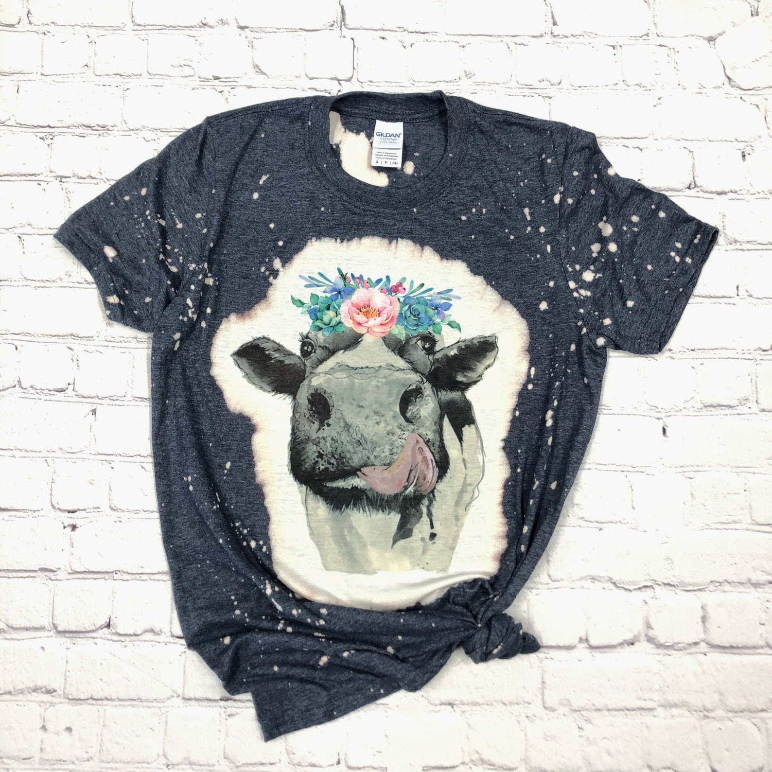 cow print bleached shirt