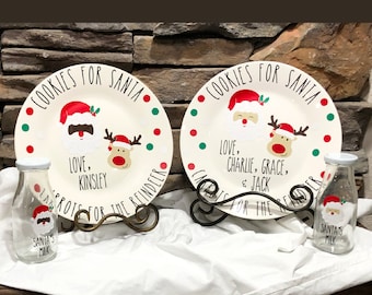 Personalized Cookies & Milk For Santa Set, Cookies For Santa Carrots For The Reindeer Set, Plate And Mug Set, Milk For Santa, Santa's Milk
