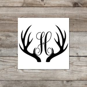 Custom Antler Monogram Decal: Personalized Vinyl Car/Tumbler Decal