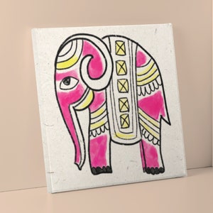 Quirky Indian Kalamkari Elephant - Pink