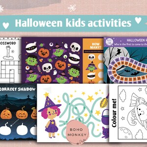 6 Halloween Kids Activity Bundle Halloween Crossword game, Maze, Board Game, Halloween Colouring, Count Halloween Creatures, Find The Shadow